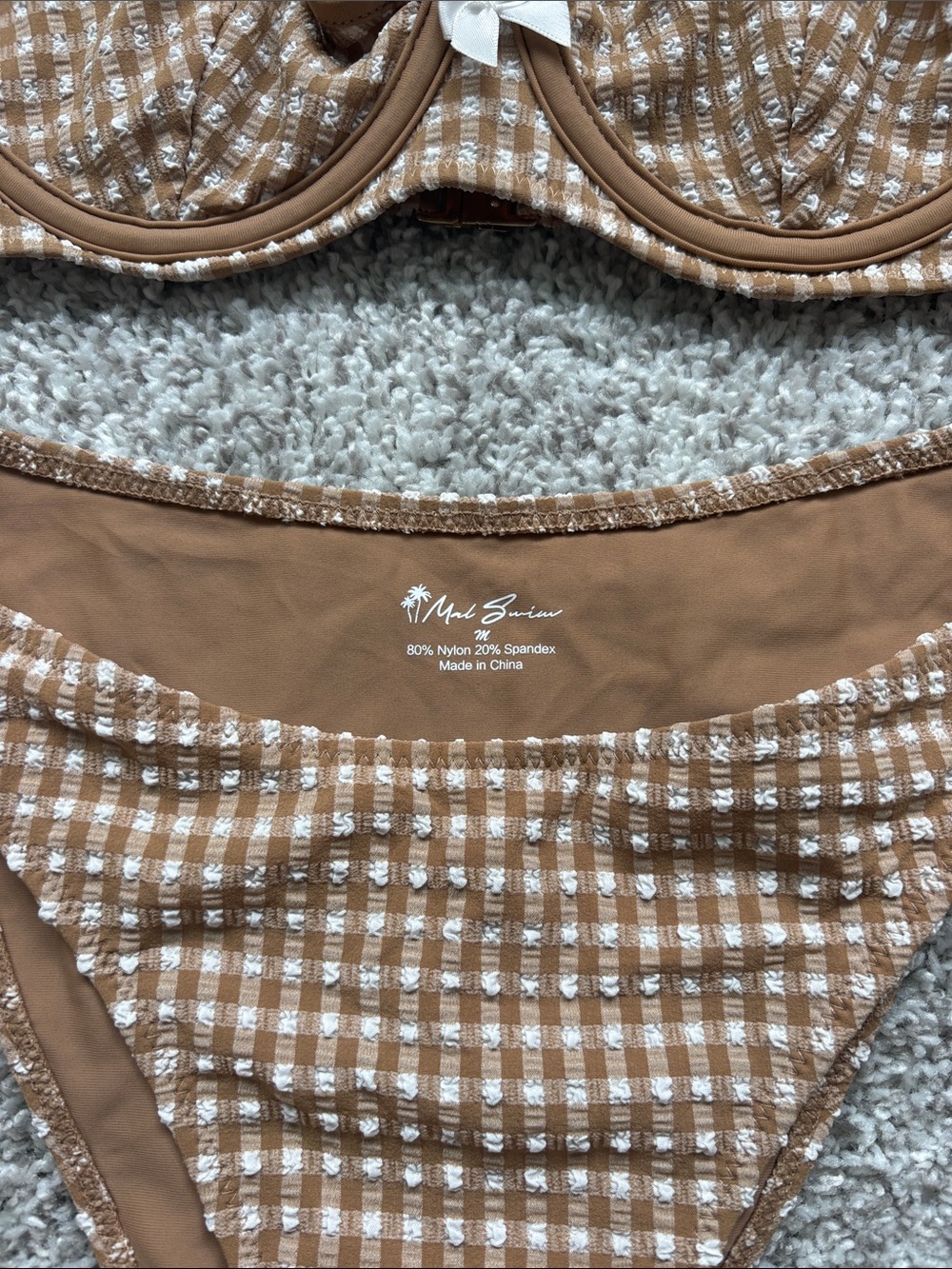 Mal Swim Brown Gingham Underwire Bikini Set - Women Swim - Picture 2 of 4